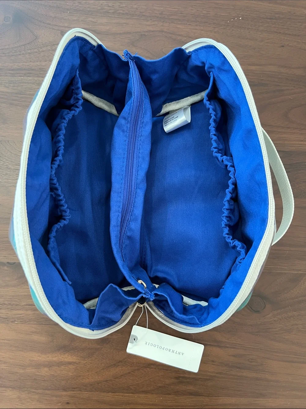 NWT Anthropologie Blue and Green Travel Pouch